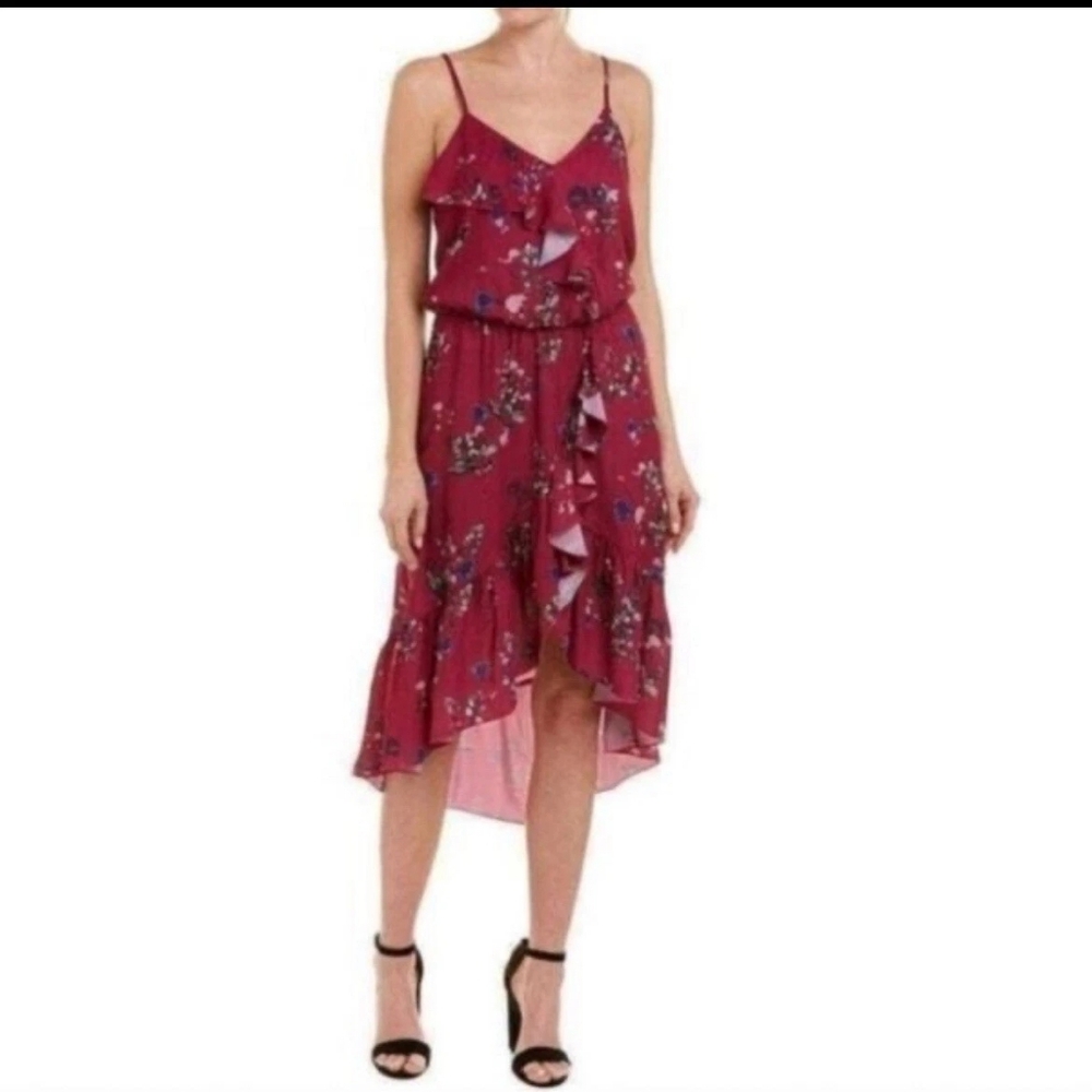 Parker Delfina Floral Ruffled Hi-Lo Midi Dress Size M